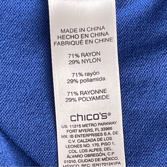 Chico’s Button Detail V-neck Pullover Blue Sweater Women’s Size 2 Regular Size L - Picture 8 of 9